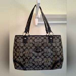 Coach Black and Gray Monogram Tote Bag